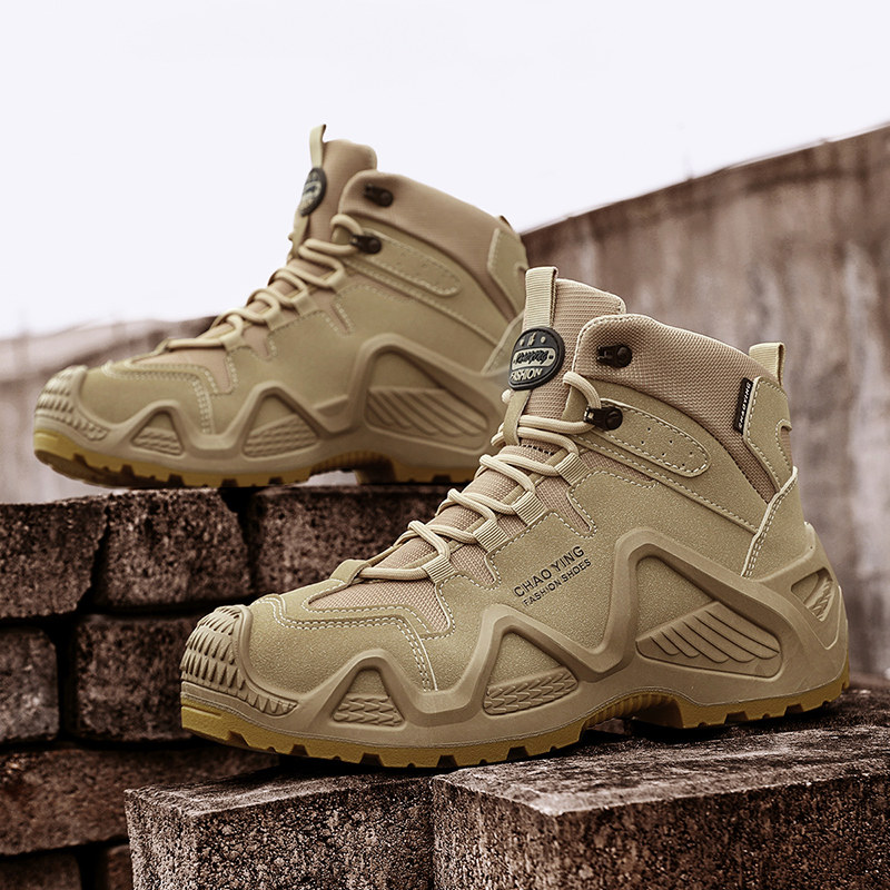 Men's Martin Boots for Autumn, Sports, Non-Slip, Wear-Resistant, Outdoor Hiking Work Boots, High-Top Safety Shoes for Construction Site Work