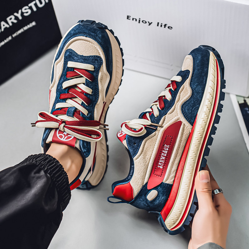 Men's Summer Trendy Versatile Student Running Sneakers with Thick Soles, Height-Increasing, Non-Slip, Casual Dad Shoes