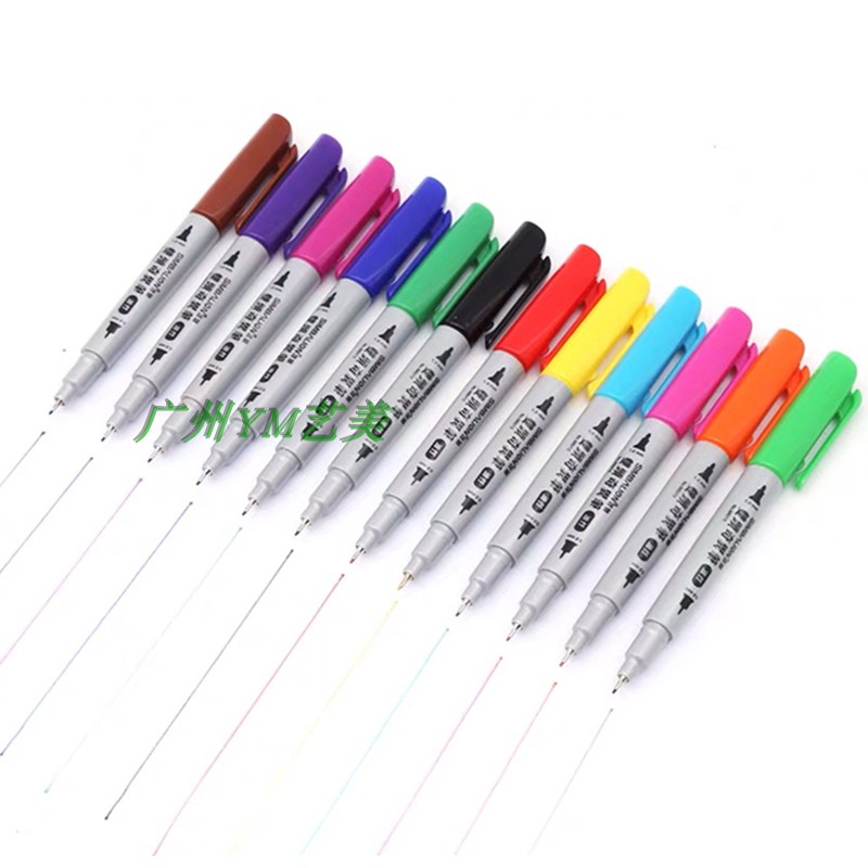 Lion singular pen with a small double - head mark pen 12 colored pen oil black tick line with pen pen label