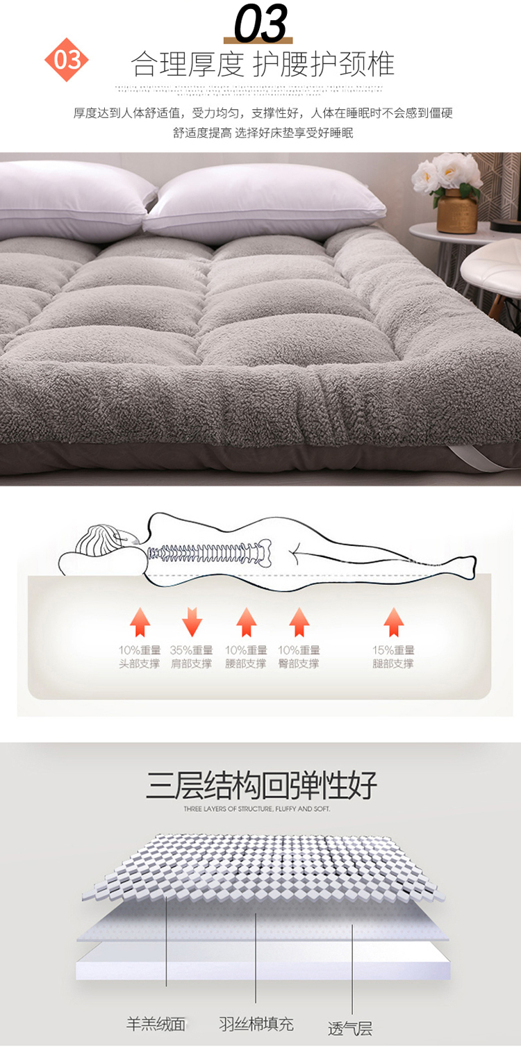 Dày ấm sherpa tatami nệm có thể gập lại nệm 1.5m1.8 mét sub-pad là một người hoặc hai sinh viên - Nệm đệm everon giảm giá