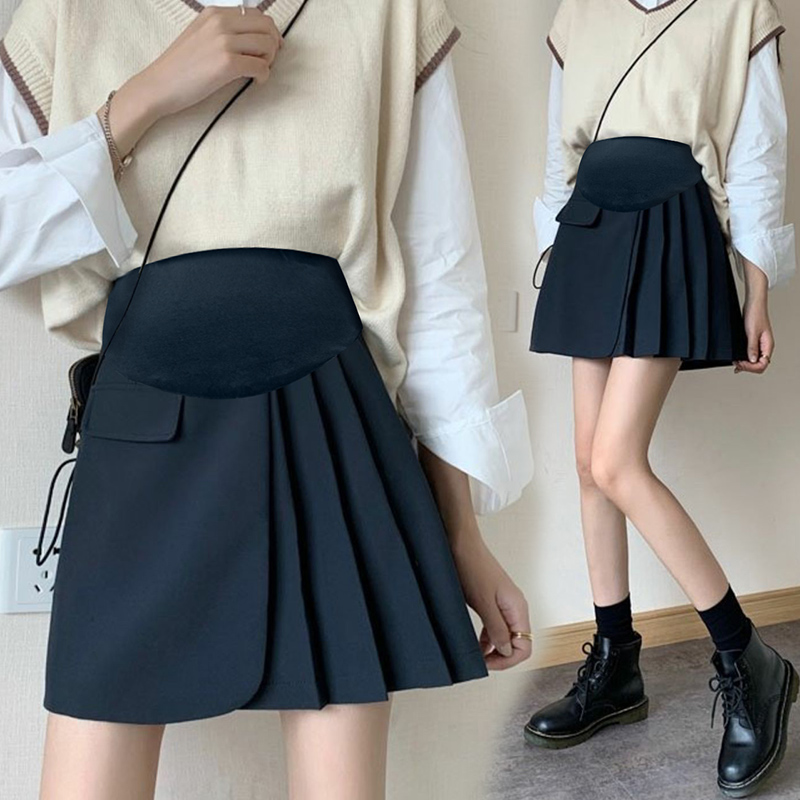 Pregnant woman half-body dress spring autumn outside wearing a pleated skirt high purse hip-thin short dress temperament 100 lap up a skirt-Taobao