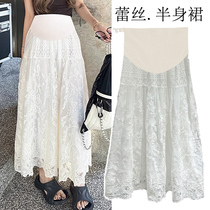 Pregnant Woman Half Body Dress Spring Summer High Waist Toss Belly Lace A Character Dresses Summer Dress Korean Version Long Style Superior Sensary Dresses Spring