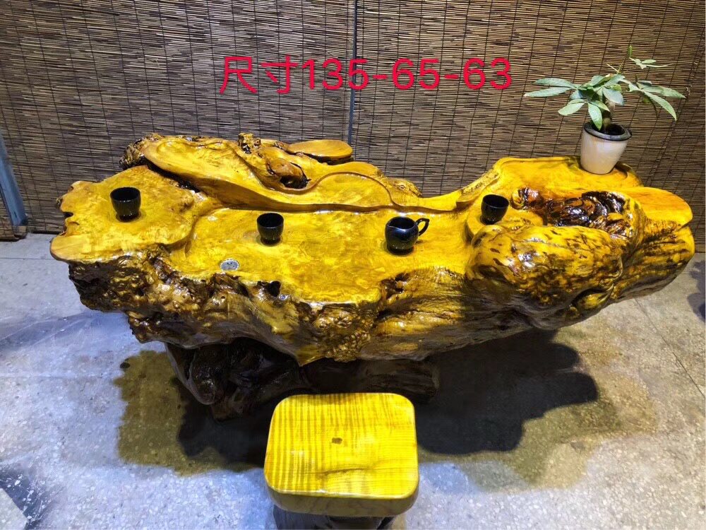 Gold Zhanggan Carving Tea Table Whole Tree Root Tea Table Natural Tea Sea Tree Pile Tea Table home solid wood Kung Fu 12275