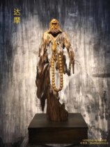 Huang Xinan root carving figure ornaments Dharma solid wood overall carving indoor living room crafts send base 921