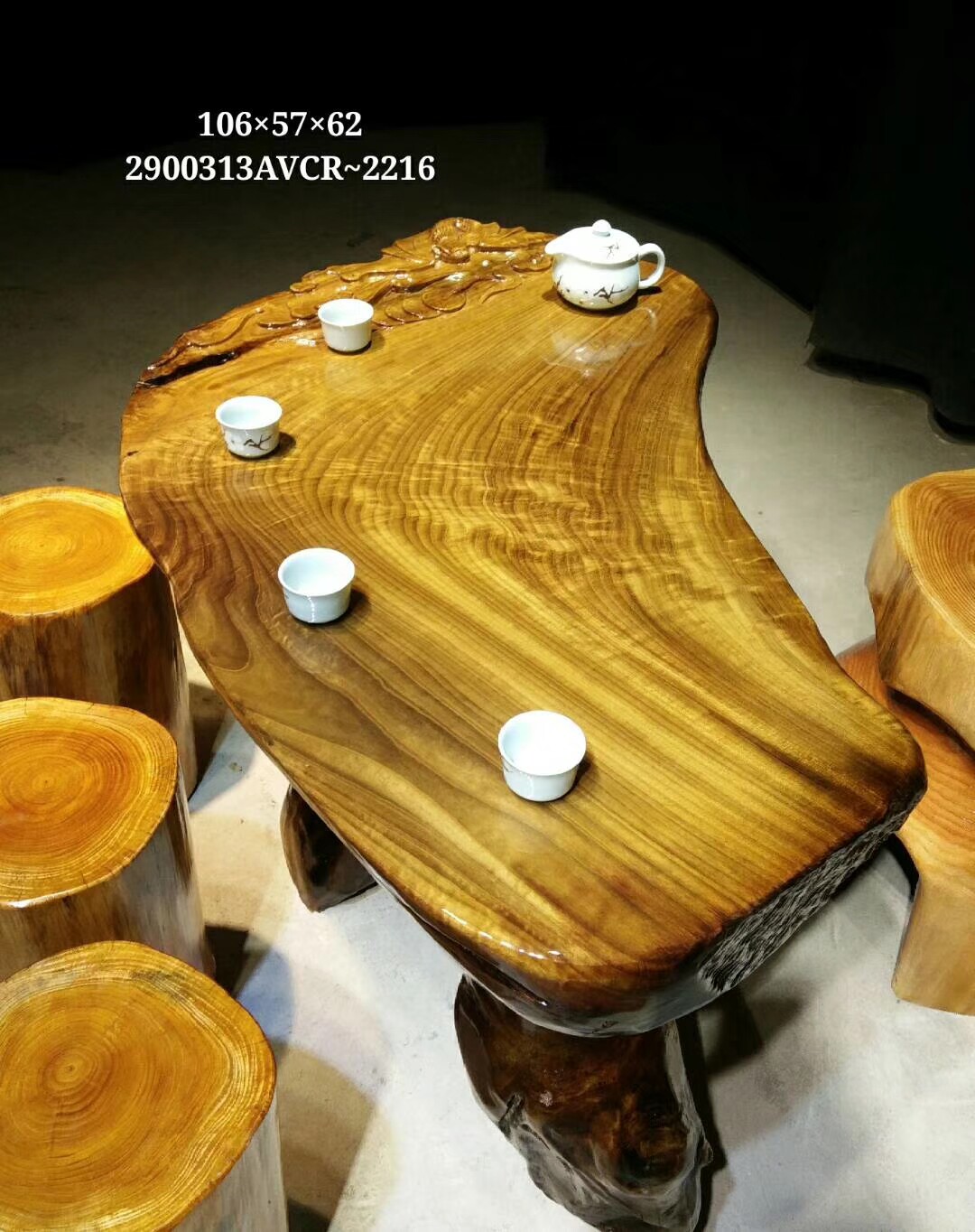 Golden Silk Nanmu Root Carved Tea Table Tea Table Tea Sea Solid Wood Overall Tree Stump Tree Root Tea Table Composition 316-15