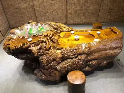 Chicken wing Wood solid wood root carving tea table tree root overall economic kung fu small coffee table balcony Tea Table 222-9