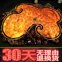 Overall household simple coffee table rectangular wooden natural root carving tea table solid wood Golden camphor tea tray golden nanmu