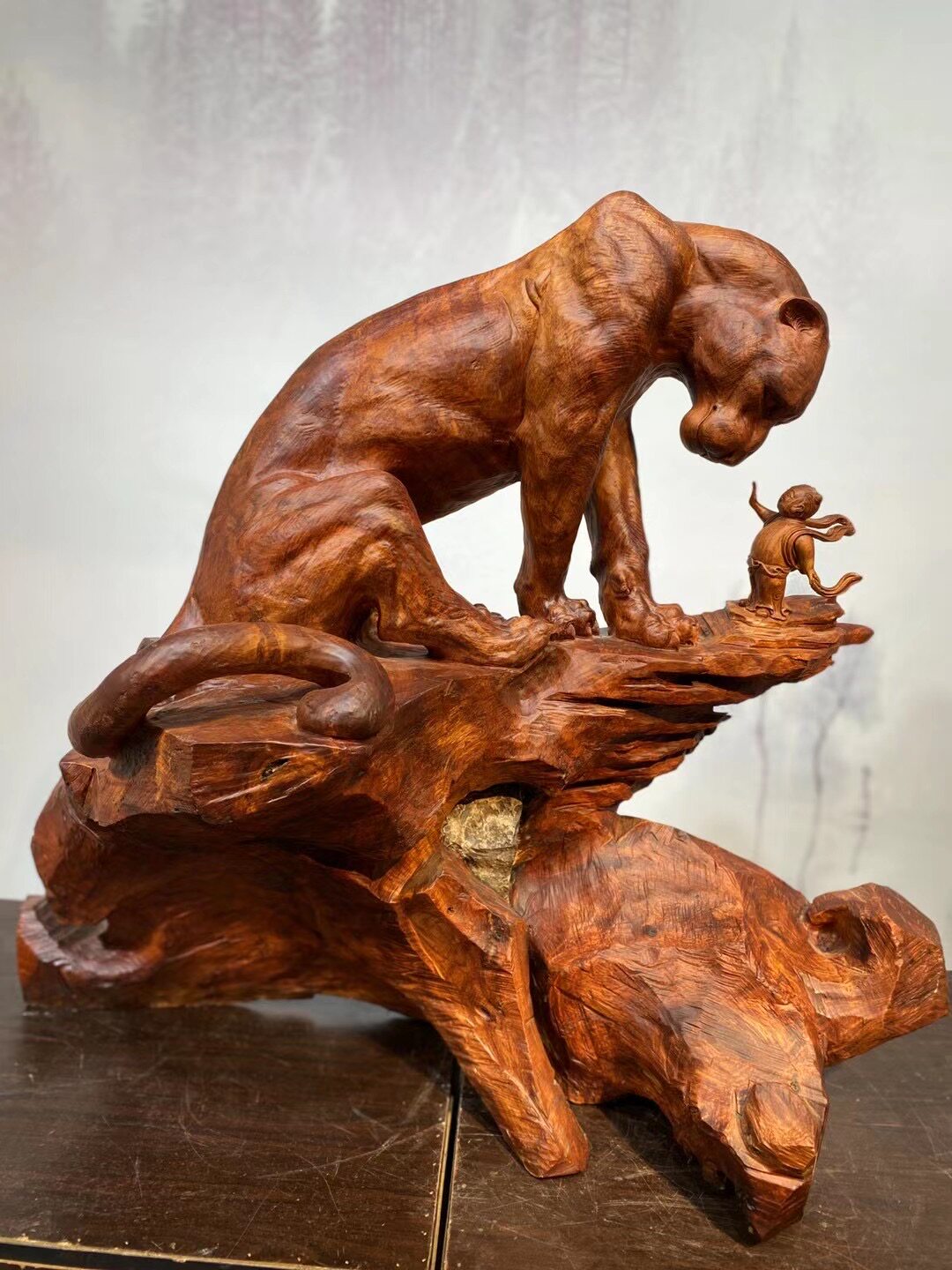 Too-Cliff Cypress Wood Carving Handlebar Piece Full Of Tumor Scar Aging Old Material Suxian Money Bag Dragon Turtle Malledamo With Shape Swing Piece