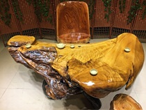Root carving tea table nanmu tea table golden silk tea table 170*95*73