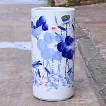 Jingdezhen ceramic hand-painted calligraphy and painting calligraphy and painting cylinder scroll cylinder Umbrella storage floor-to-ceiling large vase Living room study ornaments