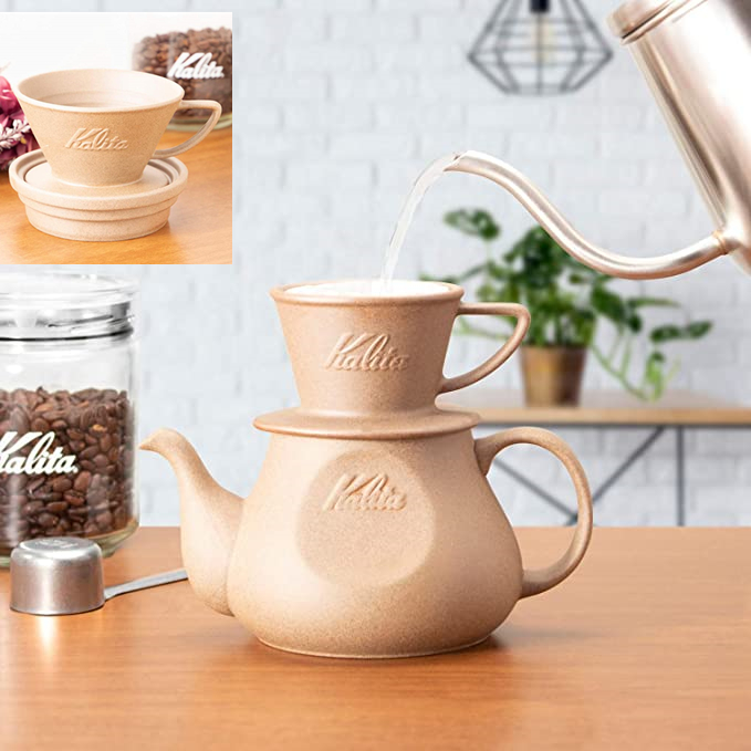 Japan Kalita HASAMI Pozzo See Burnt Sandstone Clay Corrugated Cake 155185 Coffee filter Cup