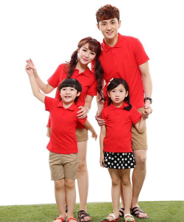 Mùa hè 2018 cha mẹ con trang trí nhà cha và mẹ bốn chiếc áo thun polo ngắn tay cotton kích thước lớn sản phẩm mới quần áo trẻ con