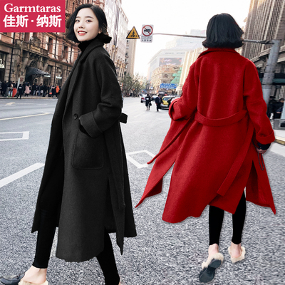【佳斯纳斯】大衣女中长款加厚呢子赫本风
