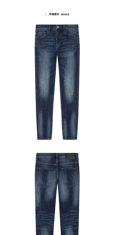 GXG nam mùa thu nam thời trang thanh niên giản dị cổ điển màu xanh Zip quần vừa vặn - Quần jean quần jean ống suông nam