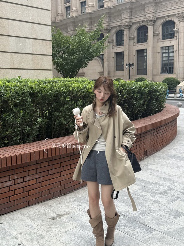 8/ 0.9kg Colors! the Most Beloved French Trench Coat from the Ordering Event! Korean-Style Waist-Cinching Coat with Stand-Up Collar and Belt