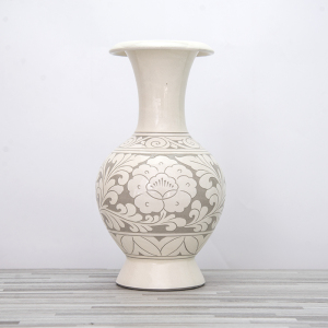 磁州窑特色陶瓷插花瓶白色家居摆件客厅仿古瓷器新中式工艺礼品