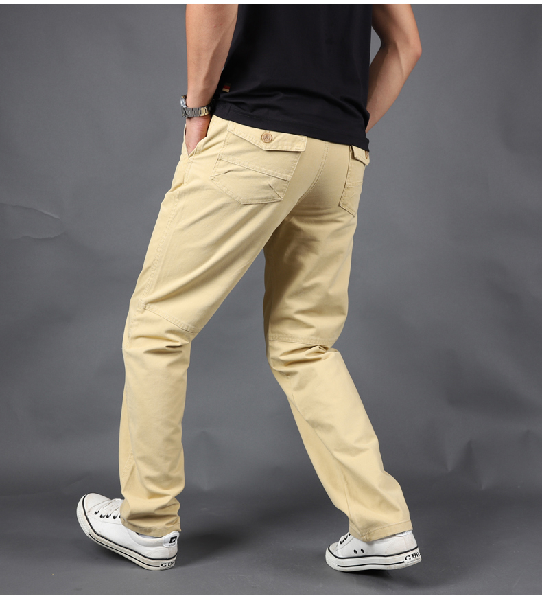 Quần nam Quần âu mùa thu / mùa đông dày thẳng phân bón cộng với kích thước Cotton Quần yếm rộng Nhiều túi quần nam quần áo thời trang