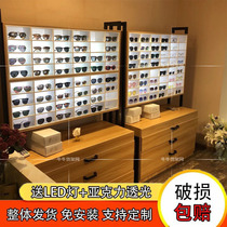 New glasses counter transparent glasses display cabinet wood grain lacquer-free ecological board glasses glasses cabinet glasses lattice vertical cabinet