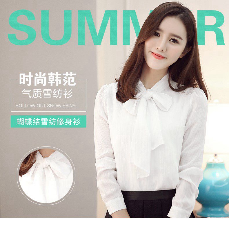 Áo nhung nữ dài tay 2018 mới Han Fan nơ voan mùa đông dày ấm áp cơ sở mẫu áo sơ mi nữ cổ tròn đẹp