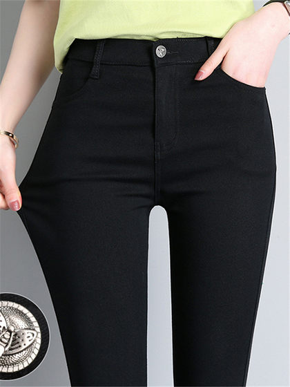 Black autumn leggings for women's outerwear, spring and autumn high-waisted elastic tight-fitting pencil pants for autumn and winter magic pants
