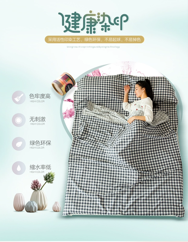 Khách sạn du lịch trên bẩn túi ngủ người lớn trong nhà khách sạn đôi quilt cover du lịch xách tay tấm chống bẩn người cotton túi ngủ con cá mập