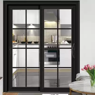 Kitchen door sliding door partition tempered glass balcony living room aluminum alloy bathroom sliding door study soundproof sliding door