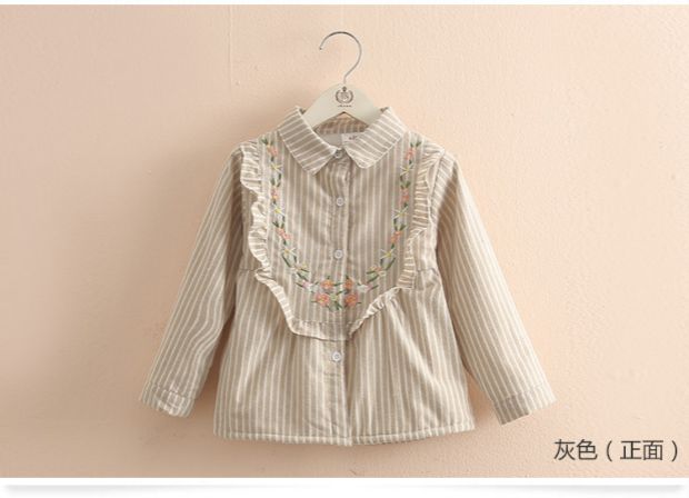 Áo sơ mi hoa bé gái 2018 mùa đông mới cho bé gái quần áo trẻ em cộng với áo nhung dày tx-a036 quần áo bé trai