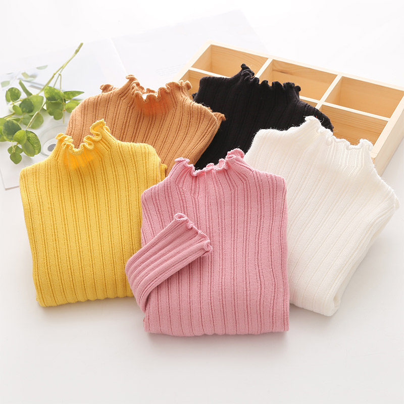 Baby Pure Color Sweater 2021 Autumn Winter Dress New Girl Child Dress Child Sashimi Knitwear-1404
