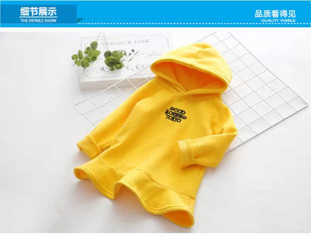 Áo len cho bé trùm đầu 2018 Quần áo thu đông 2018 Quần áo bé gái mới dành cho trẻ em Váy lông cừu dày qz-5057 váy đầm trẻ em 13 tuổi