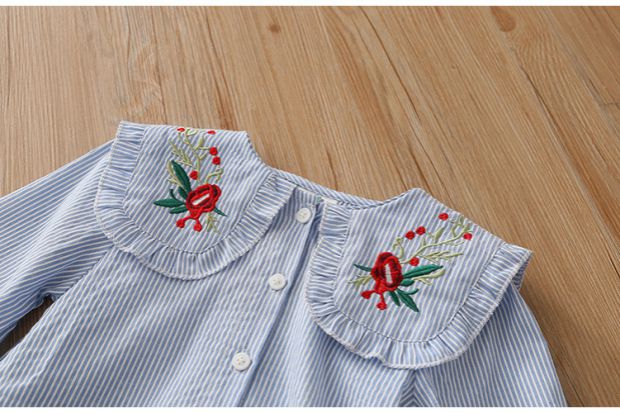 Áo sơ mi sọc bé 2019 mùa thu mới cho bé gái quần áo trẻ em áo sơ mi rộng lớn tx-a113 - Áo sơ mi shop đồ trẻ em