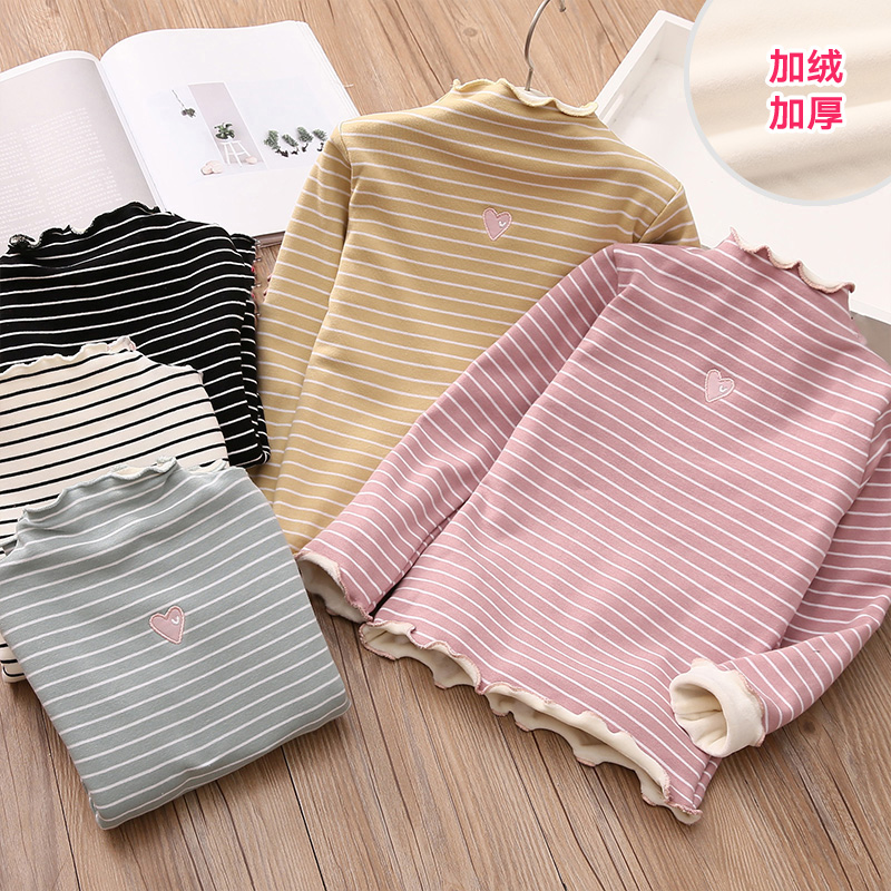 Baby hit undershirt 2021 winter dress girl thickened with velvety agaric side embroidered hooded sweatshirt tx-9189