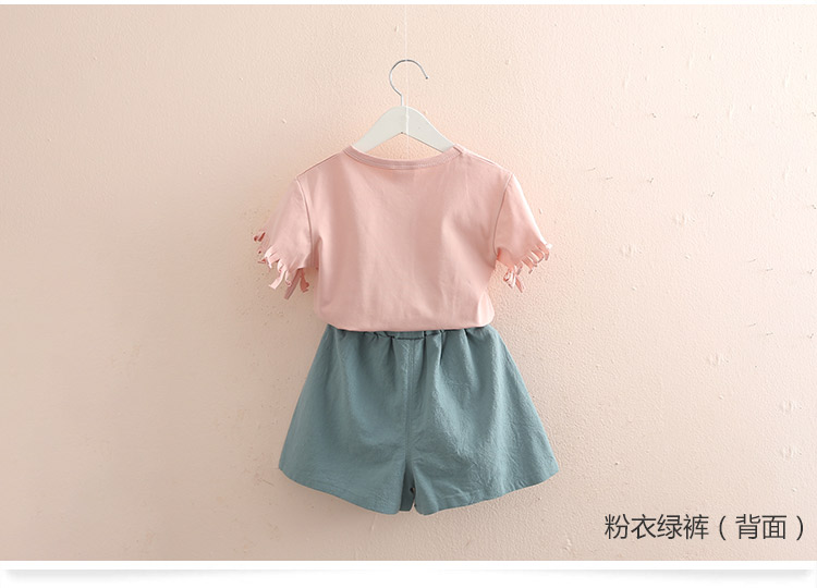 Bộ đồ giải trí poly 2019 hè mới cho bé gái mặc quần short trẻ em ngắn tay áo thun hai dây tz-3461 - Phù hợp với trẻ em quần dài cho bé gái