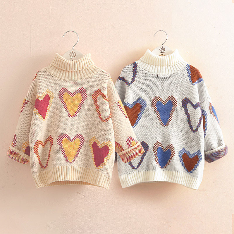 Baby High Collar Sweater 2021 Autumn Winter Dress New Girl Child Clothing Child Thickened textured sweatshirt my-1417