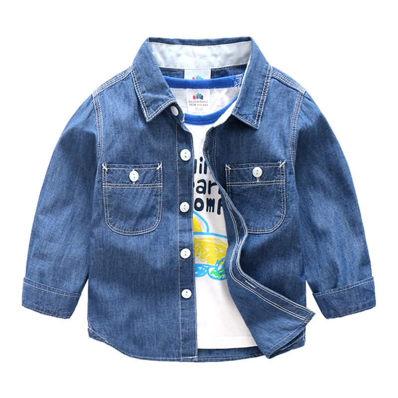 Baby boy's denim shirt long sleeve 2022 Spring fit new child clothes child turning blouse 3 years old tx-9260