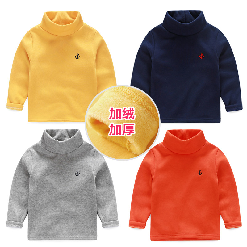Baby plus long sleeve T 2022 Winter new boy dress thickened high collar blouse tx-6373