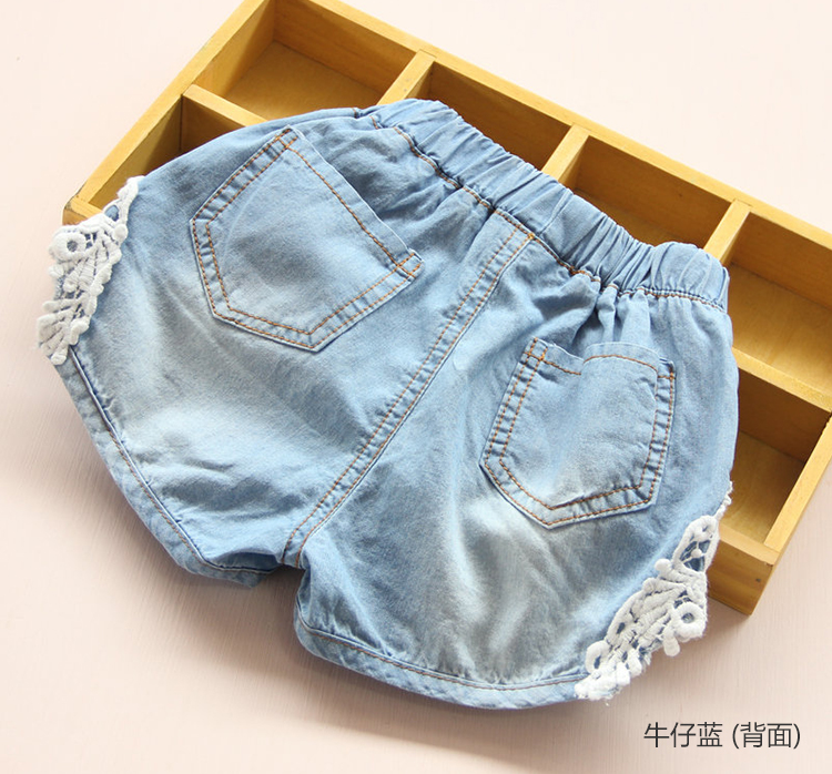 Bé quần short denim nữ 2018 mùa hè Hàn Quốc phiên bản mới cô gái trẻ em quần áo trẻ em ren quần nóng kz-6490