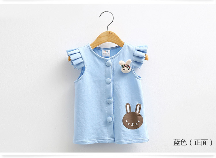 Bé bunny vest 2018 mùa thu mới trẻ em Hàn Quốc mặc cô gái mặc trẻ em bay tay áo vest wt-6161