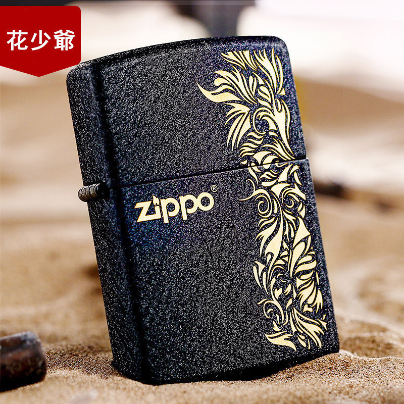 Zippo zippo kerosene windproof lighter pure copper World War II classic frosted black crack paint 236 rich flower lettering
