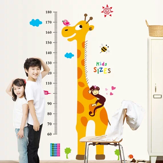 Home Residence Decoration Removable Wall Sticker Creative Children Room Kindergarten Cute Baby Room Volume Cartoon Height Sticker