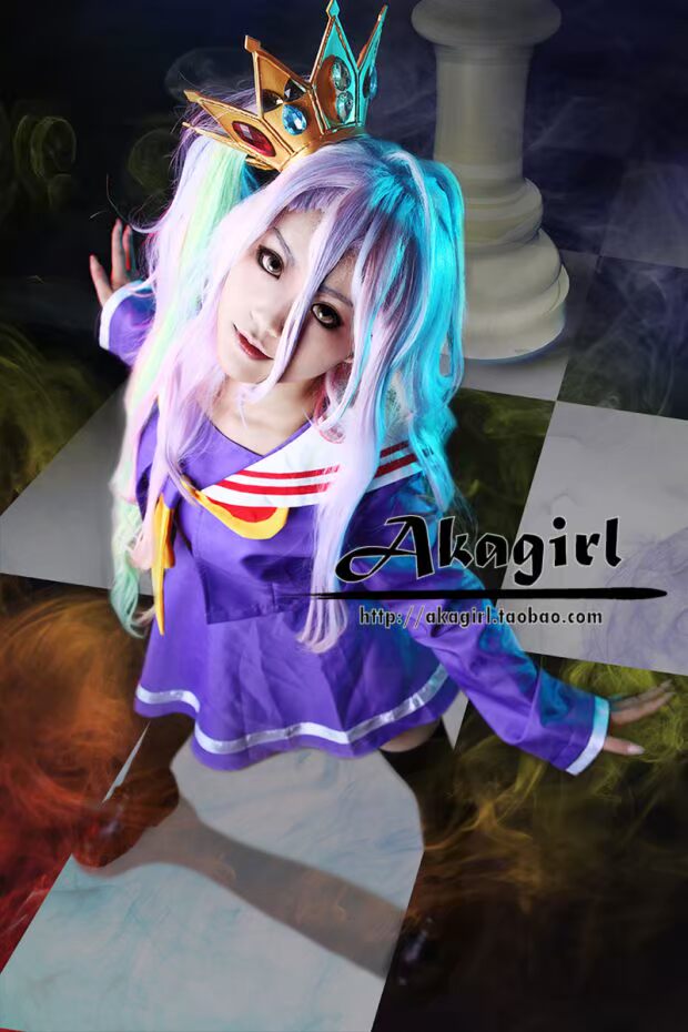 Không có trò chơi cuộc sống không cuộc sống cuộc sống cosplay trắng tuyệt đẹp nhiều màu hỗn hợp anime cos tóc giả - Cosplay đồ cosplay anime