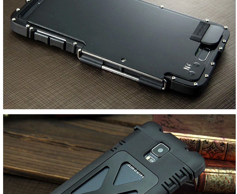 Armor King Iron Man Luxury Shockproof Stainless Steel Aluminum Metal Flip Case Cover for Samsung Galaxy Note 4 N9100