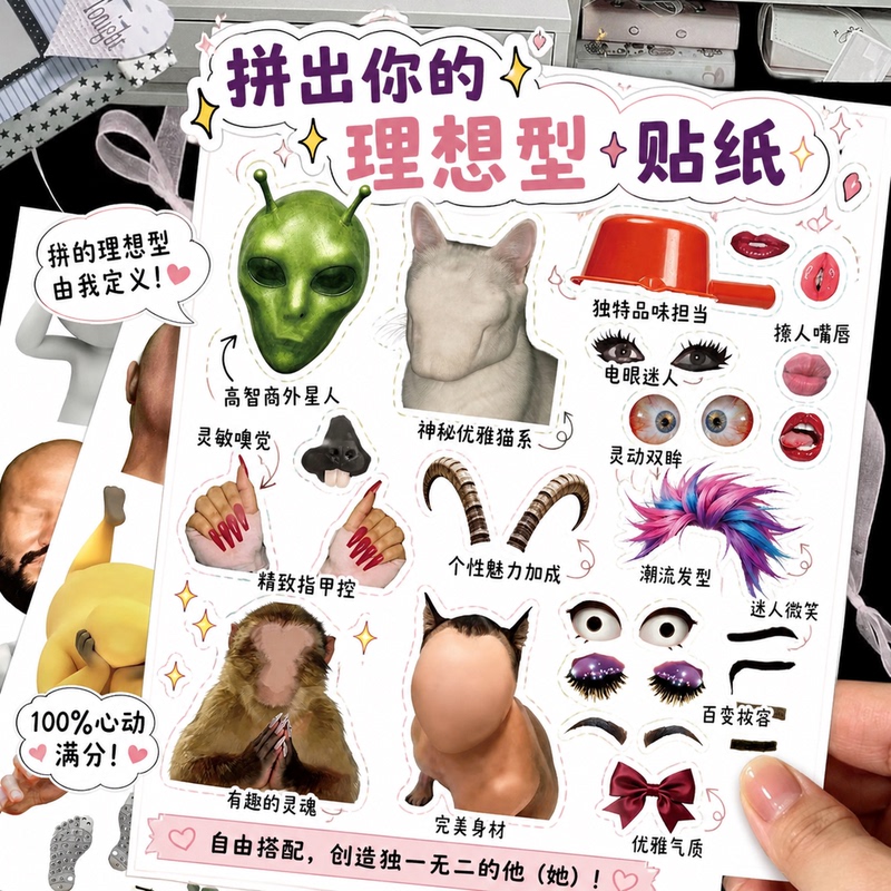 Create Your Ideal Type Sticker DIY Meme Image Creative Abstract Dress-Up and Hairstyle My Ideal Type Sticker Book Create Your Ideal Type Sticker DIY Meme Image Creative Abstract Dress-Up and Hairstyle My Ideal Type Sticker Book