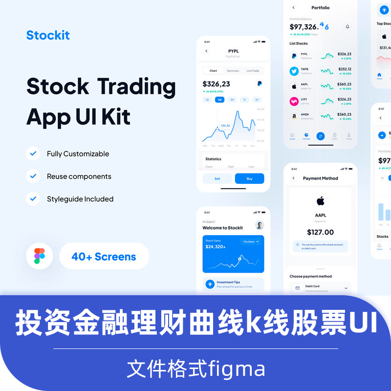 Investment Financial Management Curve K-Line Wallet Payment Stock App Design Elements Ui Template Figma Material