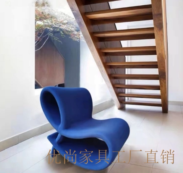 Designer Creative Hollowed-out Profiled GRP 8 Words Leaning Back Chair Decent Board Room Modern Arc Bending Single Chair-Taobao