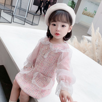 Girls autumn clothes foreign air dress Korean version Children small fragrant wind princess skirt long sleeve skirt little girl gown dress damp