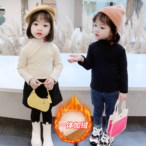 Girls integrated suede cardiovert undershirt long sleeve autumn winter Korean version children small and medium child female baby gush warm jacket foreign air
