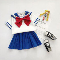 Summer ins and beauty less female warriors children suit boys girls short skirts baby academy wind short sleeve plexeum skirt suit