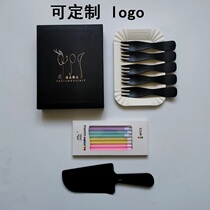 Disposable birthday cake knife and fork plate set combination tableware food grade plastic environmental protection tableware pulp plate fork spoon