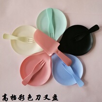 Disposable baking products color high-end birthday cake knife and fork plate water drop plate wave fork plastic set tableware