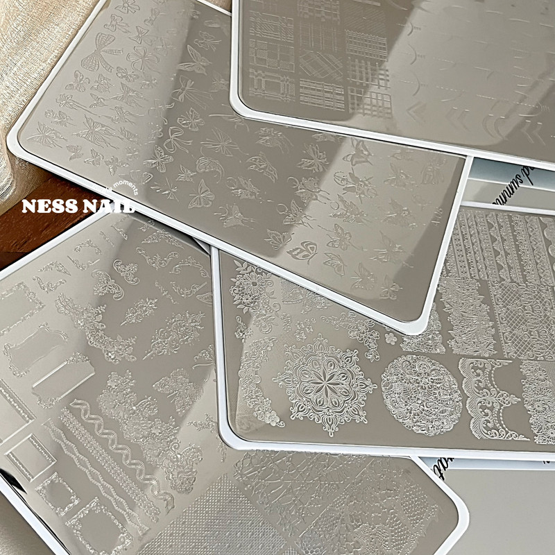 Nessnail Rag Denim Lace Pattern Silk Screen Print Version Chinese Totem National Style Butterfly Transfer Nail Art